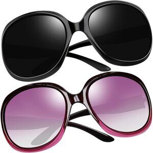 Women's Black Gradient Purple Trendy Polarized Driving Sun Glasses UV Protective
